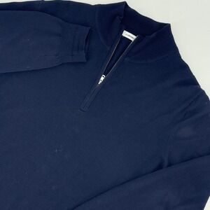 J.Lindeberg Tim True Merino Navy Blue 1/4 Zip Sweater Mens XL 56MC760027103